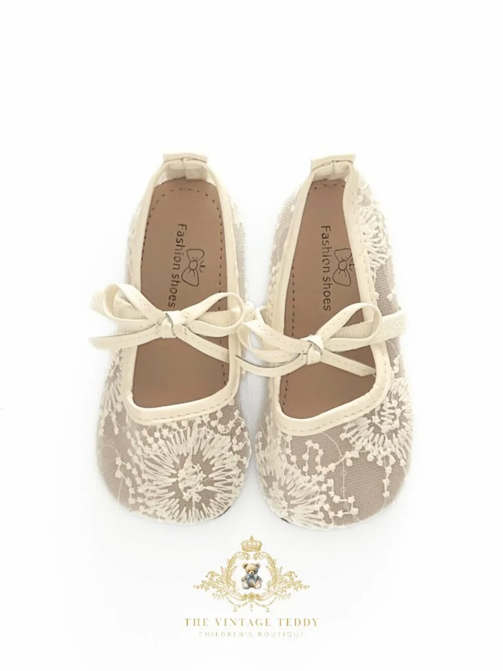 NWT Pretty Girls Embroidered Lace Flats Children's Shoes Kids Shoes Bow White 8